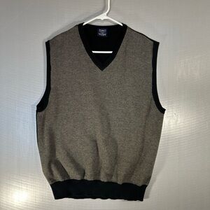 Haggar Men’s Vest Grey Black Size Large Sweater Cotton Golf Preppy